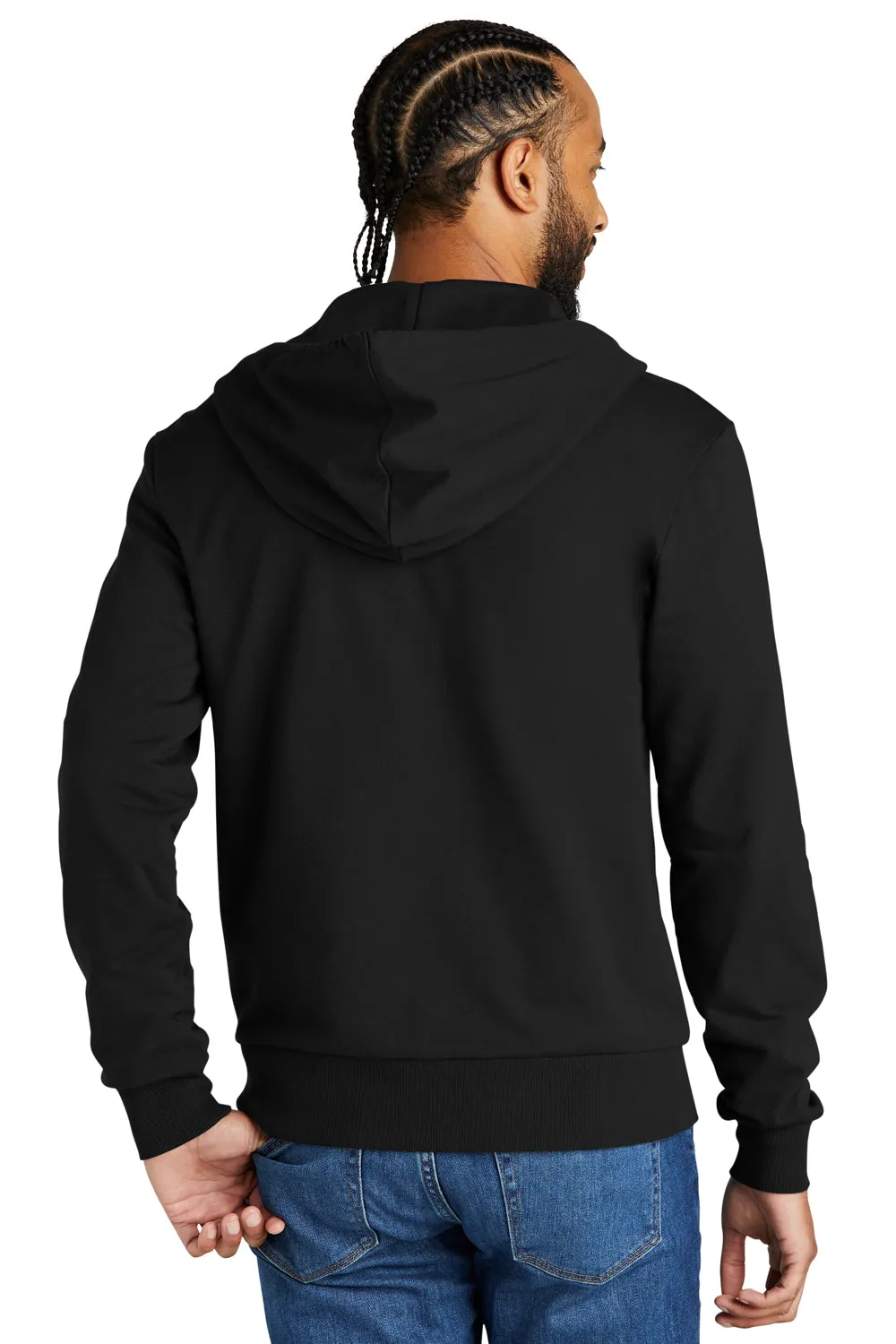 Allmade Mens Organic French Terry Full Zip Hooded Sweatshirt Hoodie w/ Pockets - Deep Black