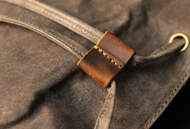 Army Green Waxed Canvas Backpack Waxed Cotton Backpack Large Canvas And Leather Backpack
