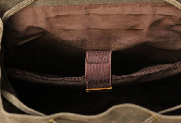 Army Green Waxed Canvas Backpack Waxed Cotton Backpack Large Canvas And Leather Backpack
