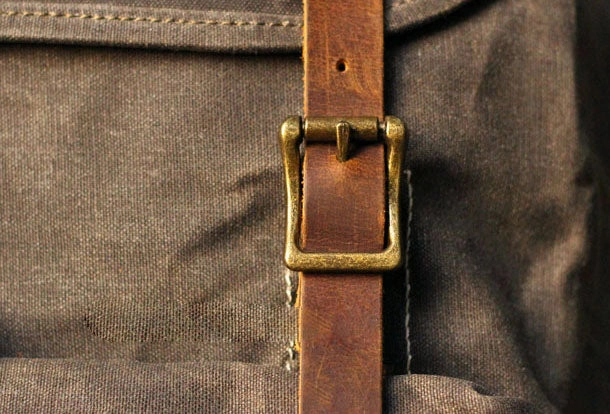Army Green Waxed Canvas Backpack Waxed Cotton Backpack Large Canvas And Leather Backpack