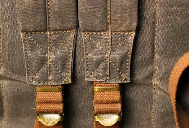Army Green Waxed Canvas Backpack Waxed Cotton Backpack Large Canvas And Leather Backpack