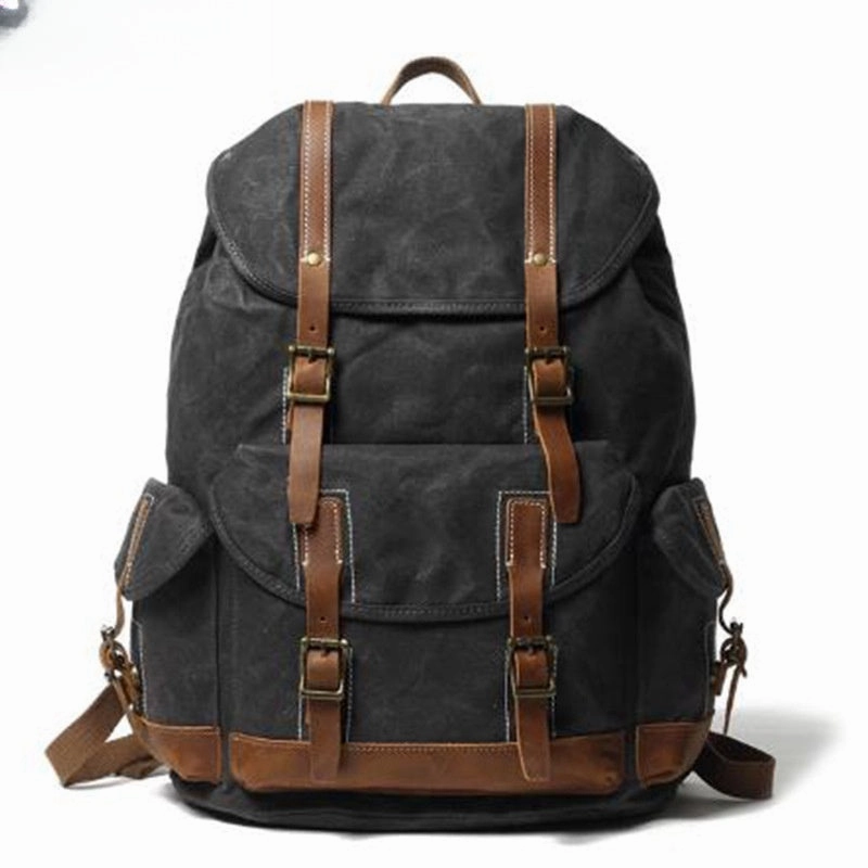 Army Green Waxed Canvas Backpack Waxed Cotton Backpack Large Canvas And Leather Backpack