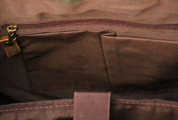 Army Green Waxed Canvas Backpack Waxed Cotton Backpack Large Canvas And Leather Backpack