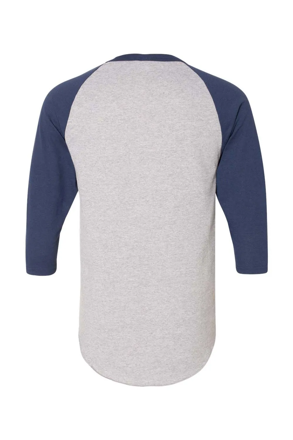 Augusta Sportswear Mens 3/4 Sleeve Crewneck T-Shirt - Heather Grey/Navy Blue