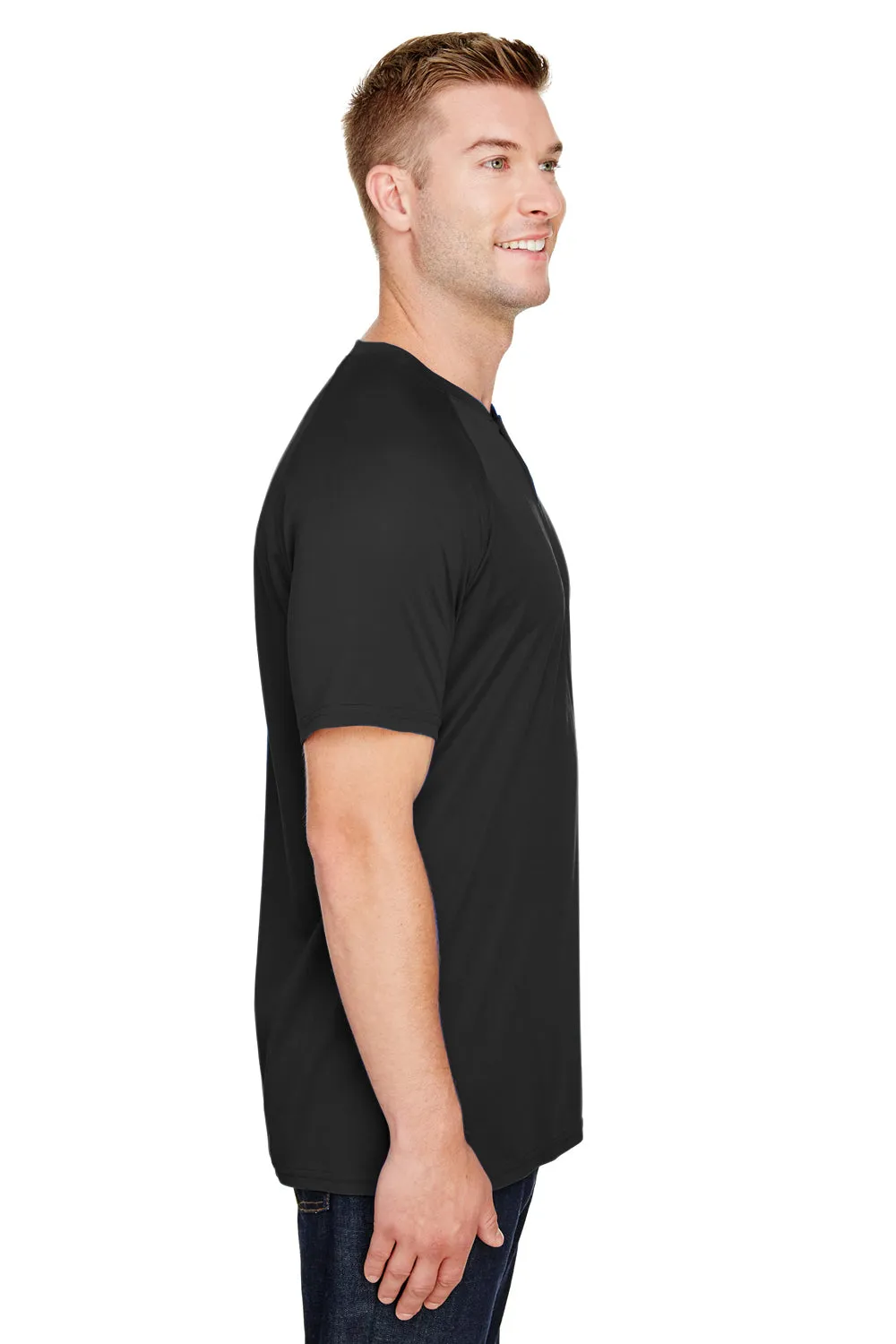 Augusta Sportswear Mens Attain 2 Moisture Wicking Button Short Sleeve Baseball Jersey - Black