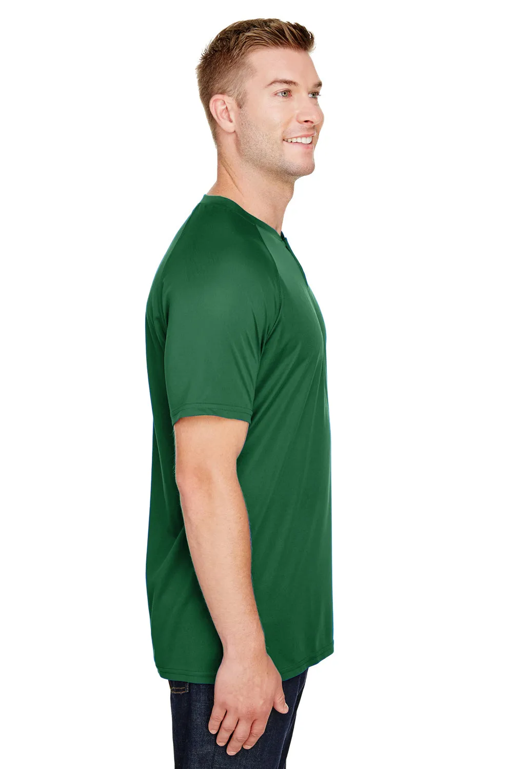 Augusta Sportswear Mens Attain 2 Moisture Wicking Button Short Sleeve Baseball Jersey - Dark Green