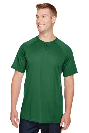 Augusta Sportswear Mens Attain 2 Moisture Wicking Button Short Sleeve Baseball Jersey - Dark Green