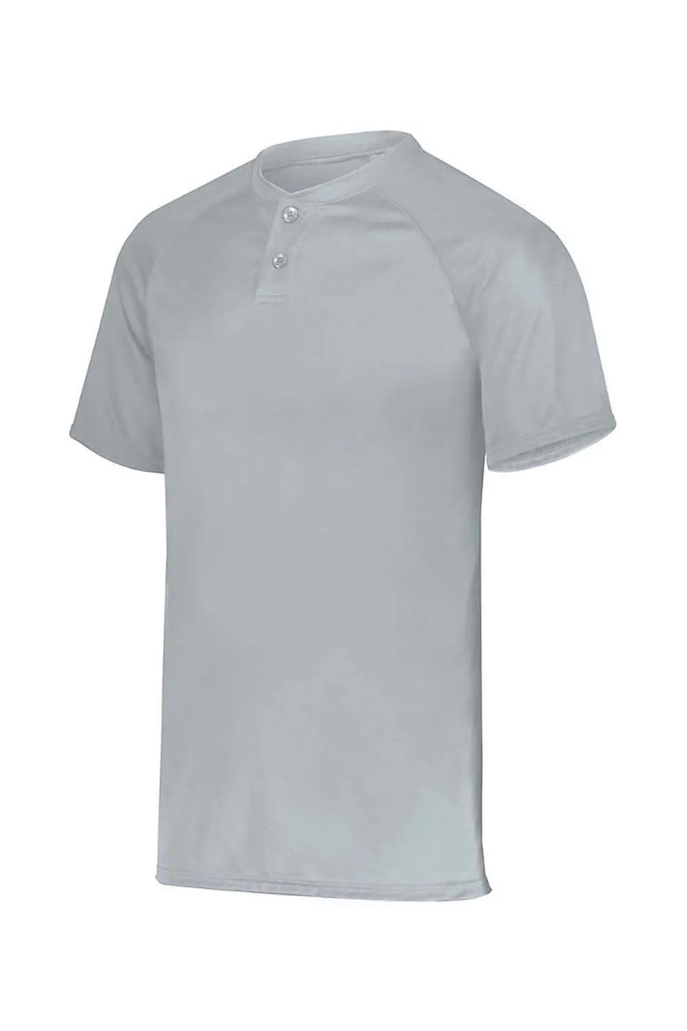 Augusta Sportswear Mens Attain 2 Moisture Wicking Button Short Sleeve Baseball Jersey - Silver Grey