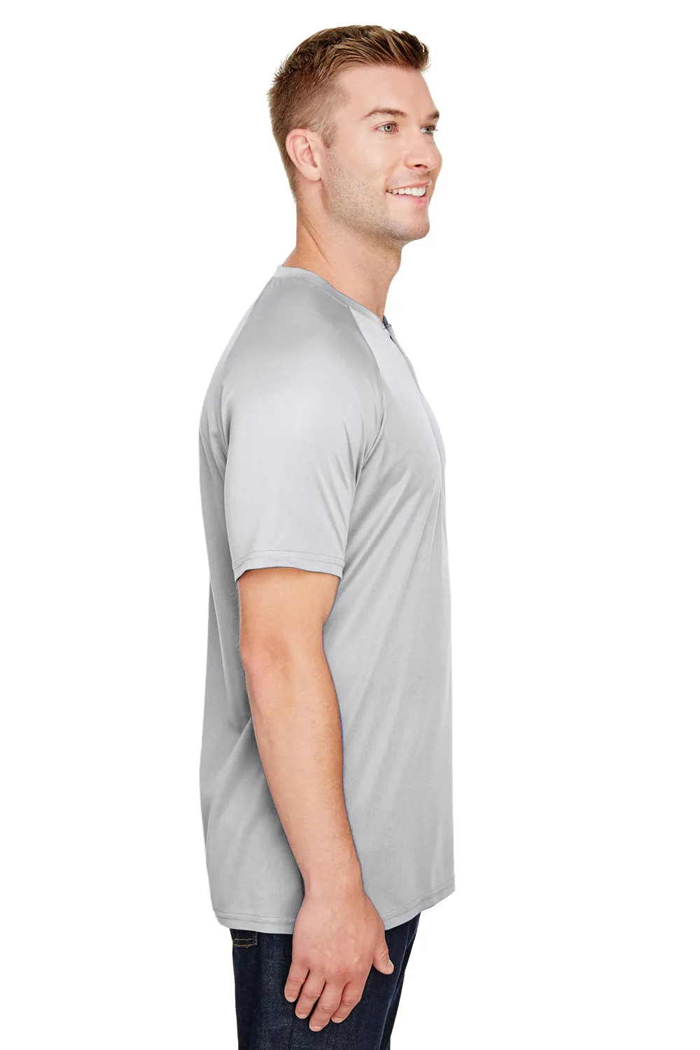Augusta Sportswear Mens Attain 2 Moisture Wicking Button Short Sleeve Baseball Jersey - Silver Grey