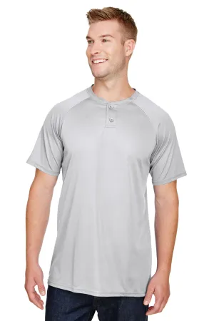 Augusta Sportswear Mens Attain 2 Moisture Wicking Button Short Sleeve Baseball Jersey - Silver Grey