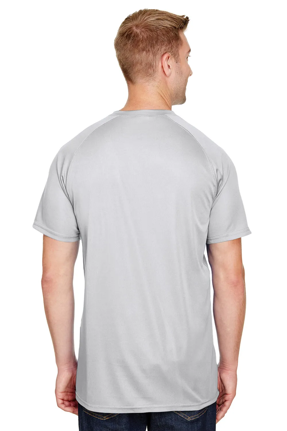 Augusta Sportswear Mens Attain 2 Moisture Wicking Button Short Sleeve Baseball Jersey - Silver Grey