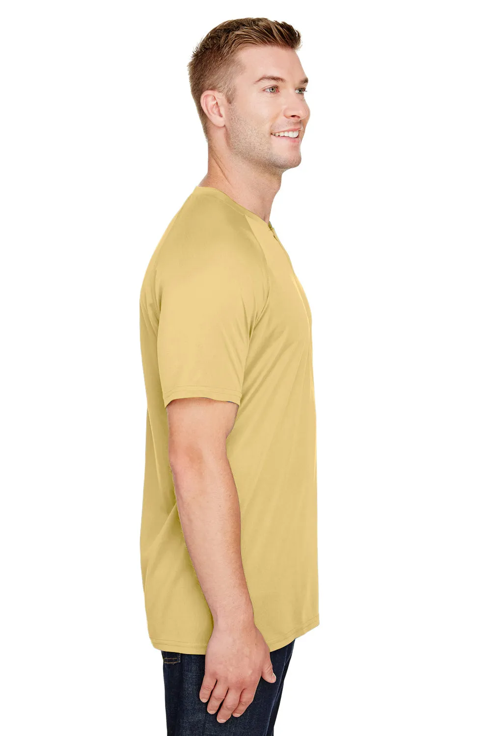 Augusta Sportswear Mens Attain 2 Moisture Wicking Button Short Sleeve Baseball Jersey - Vegas Gold