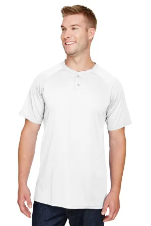 Augusta Sportswear Mens Attain 2 Moisture Wicking Button Short Sleeve Baseball Jersey - White