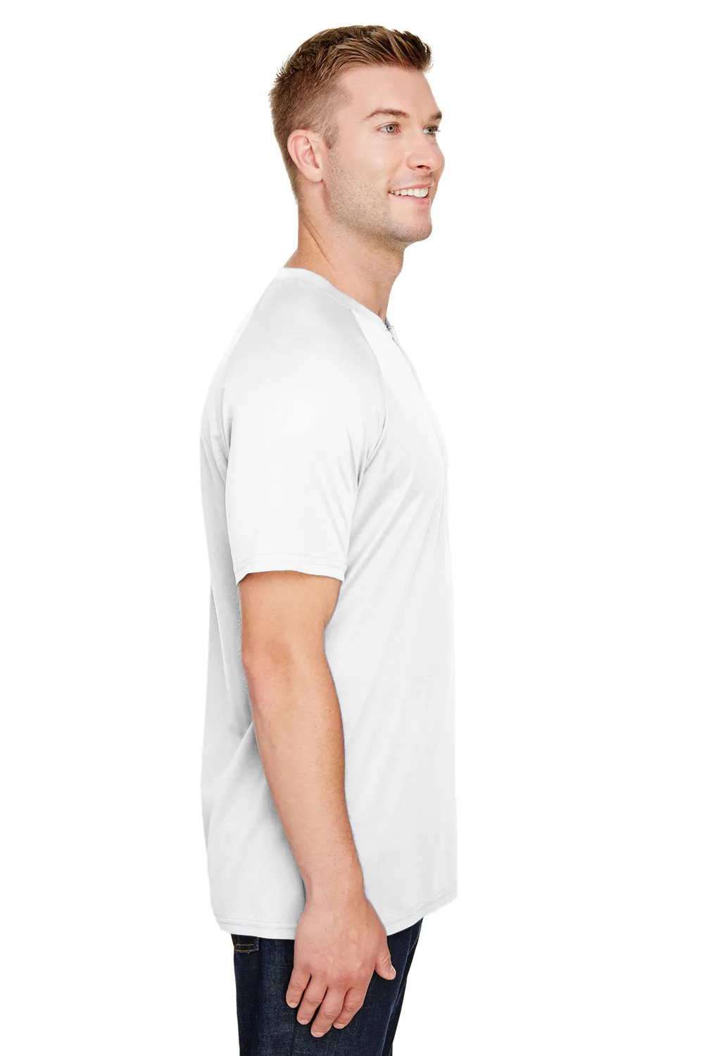 Augusta Sportswear Mens Attain 2 Moisture Wicking Button Short Sleeve Baseball Jersey - White