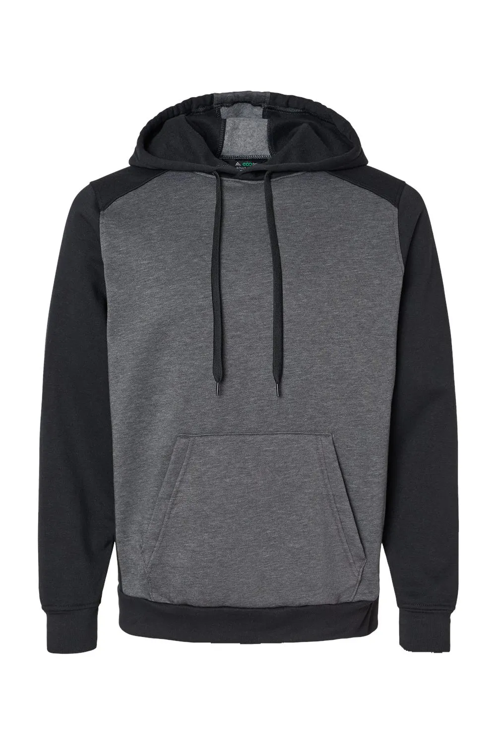 Augusta Sportswear Mens Eco Revive 3 Season Fleece Hooded Sweatshirt Hoodie w/ Pouch Pocket - Heather Carbon Grey/Black