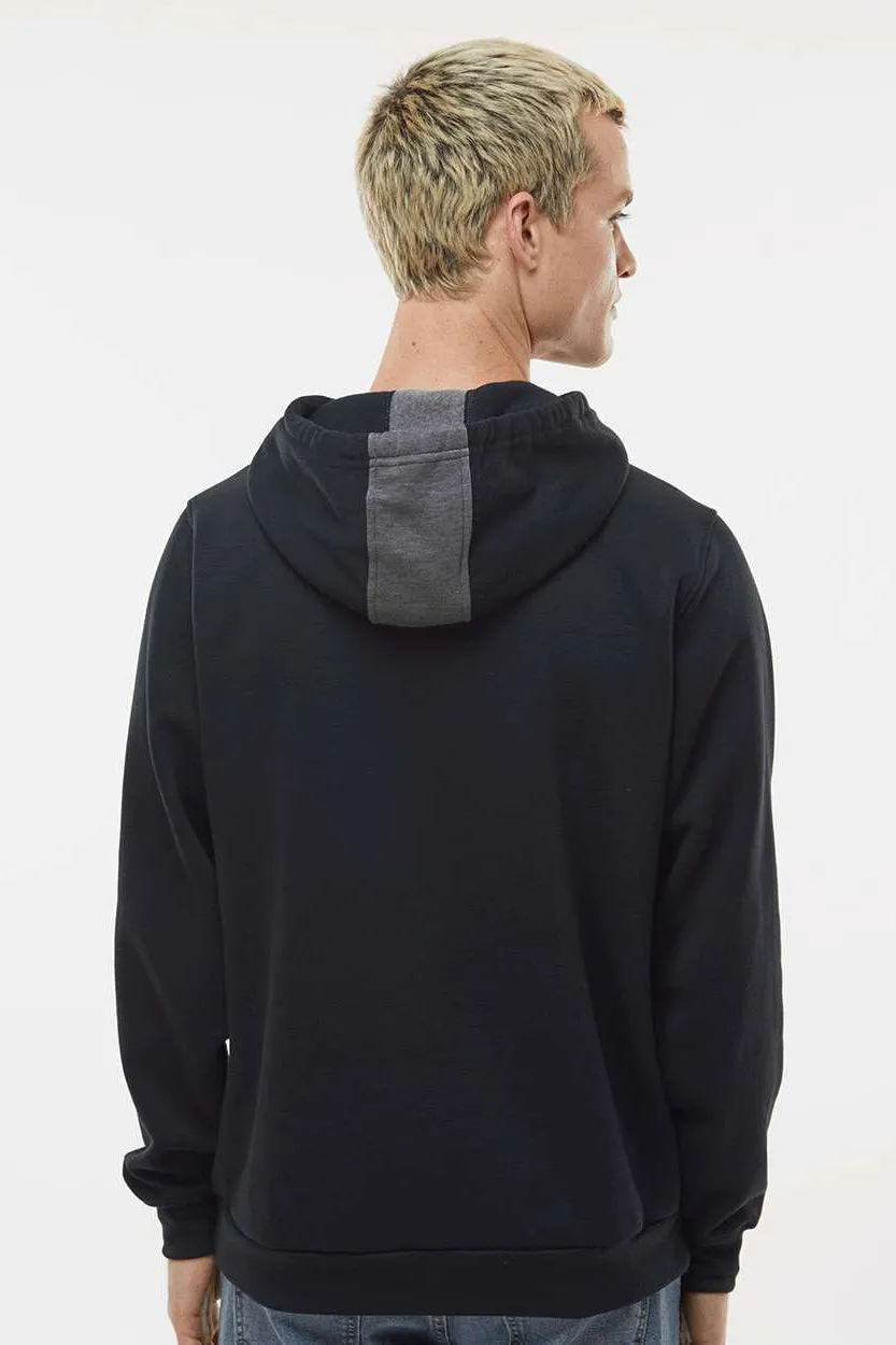 Augusta Sportswear Mens Eco Revive 3 Season Fleece Hooded Sweatshirt Hoodie w/ Pouch Pocket - Heather Carbon Grey/Black