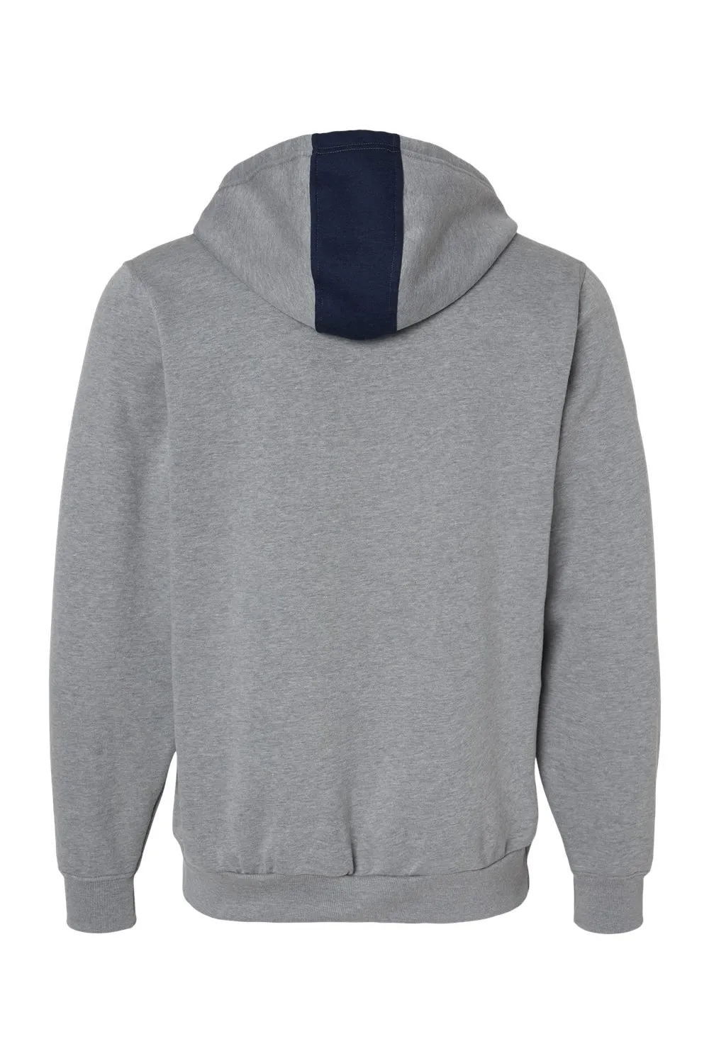 Augusta Sportswear Mens Eco Revive 3 Season Fleece Hooded Sweatshirt Hoodie w/ Pouch Pocket - Navy Blue/Heather Grey