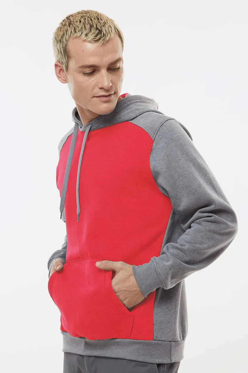 Augusta Sportswear Mens Eco Revive 3 Season Fleece Hooded Sweatshirt Hoodie w/ Pouch Pocket - Scarlet Red/Heather Grey