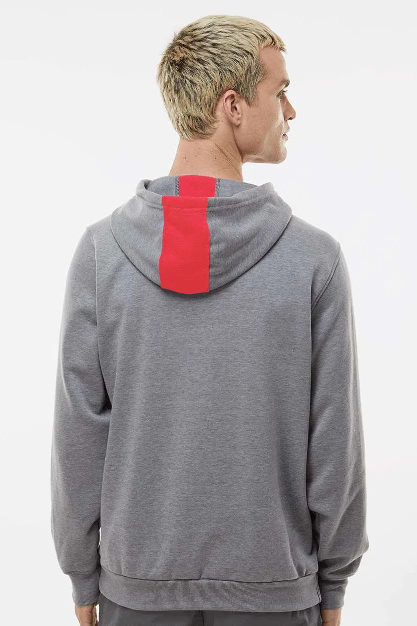 Augusta Sportswear Mens Eco Revive 3 Season Fleece Hooded Sweatshirt Hoodie w/ Pouch Pocket - Scarlet Red/Heather Grey