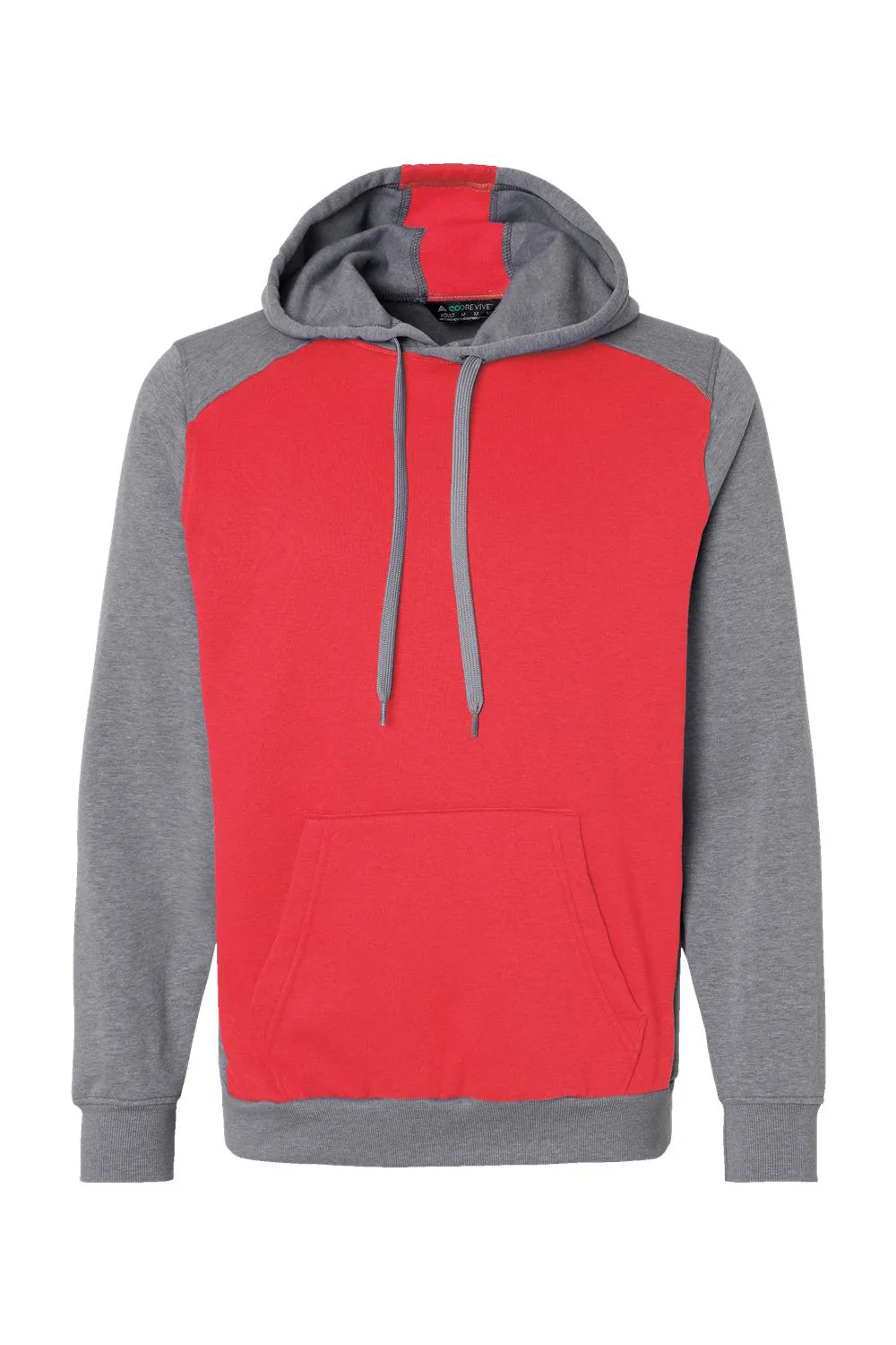 Augusta Sportswear Mens Eco Revive 3 Season Fleece Hooded Sweatshirt Hoodie w/ Pouch Pocket - Scarlet Red/Heather Grey