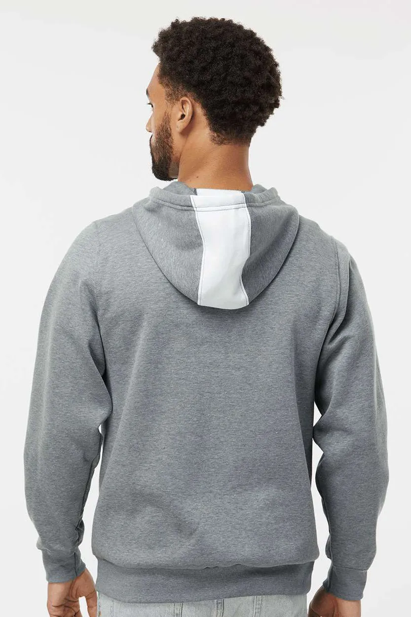 Augusta Sportswear Mens Eco Revive 3 Season Fleece Hooded Sweatshirt Hoodie w/ Pouch Pocket - White/Heather Grey