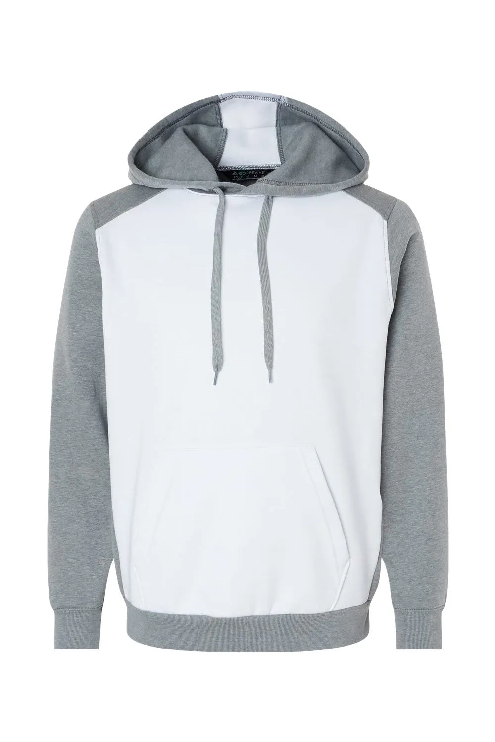 Augusta Sportswear Mens Eco Revive 3 Season Fleece Hooded Sweatshirt Hoodie w/ Pouch Pocket - White/Heather Grey