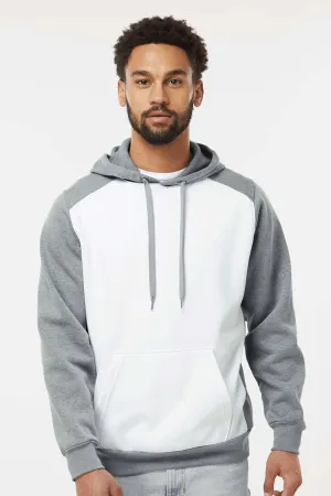 Augusta Sportswear Mens Eco Revive 3 Season Fleece Hooded Sweatshirt Hoodie w/ Pouch Pocket - White/Heather Grey