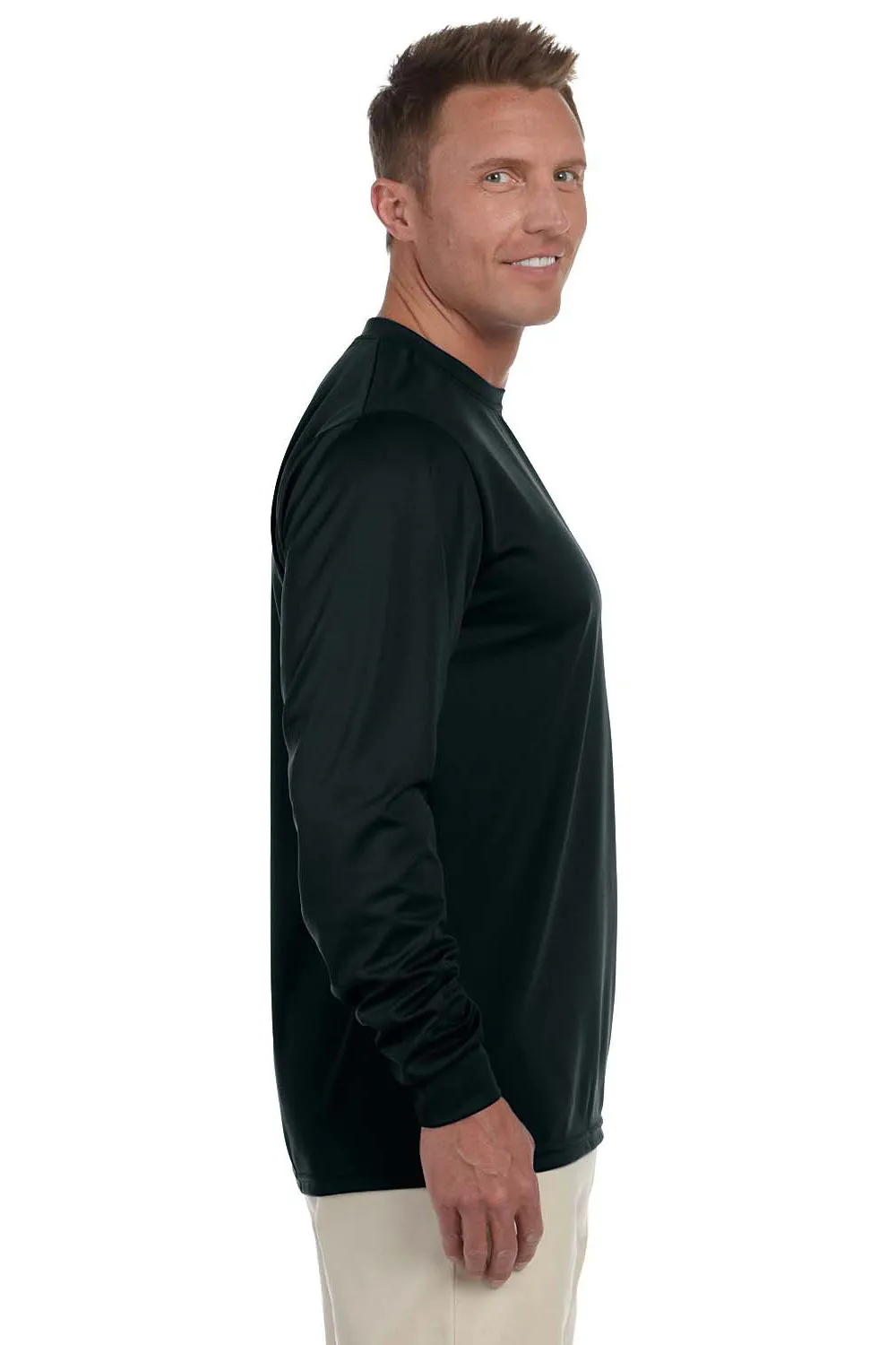 Augusta Sportswear Mens Moisture Wicking Long Sleeve Crewneck T-Shirt - Black