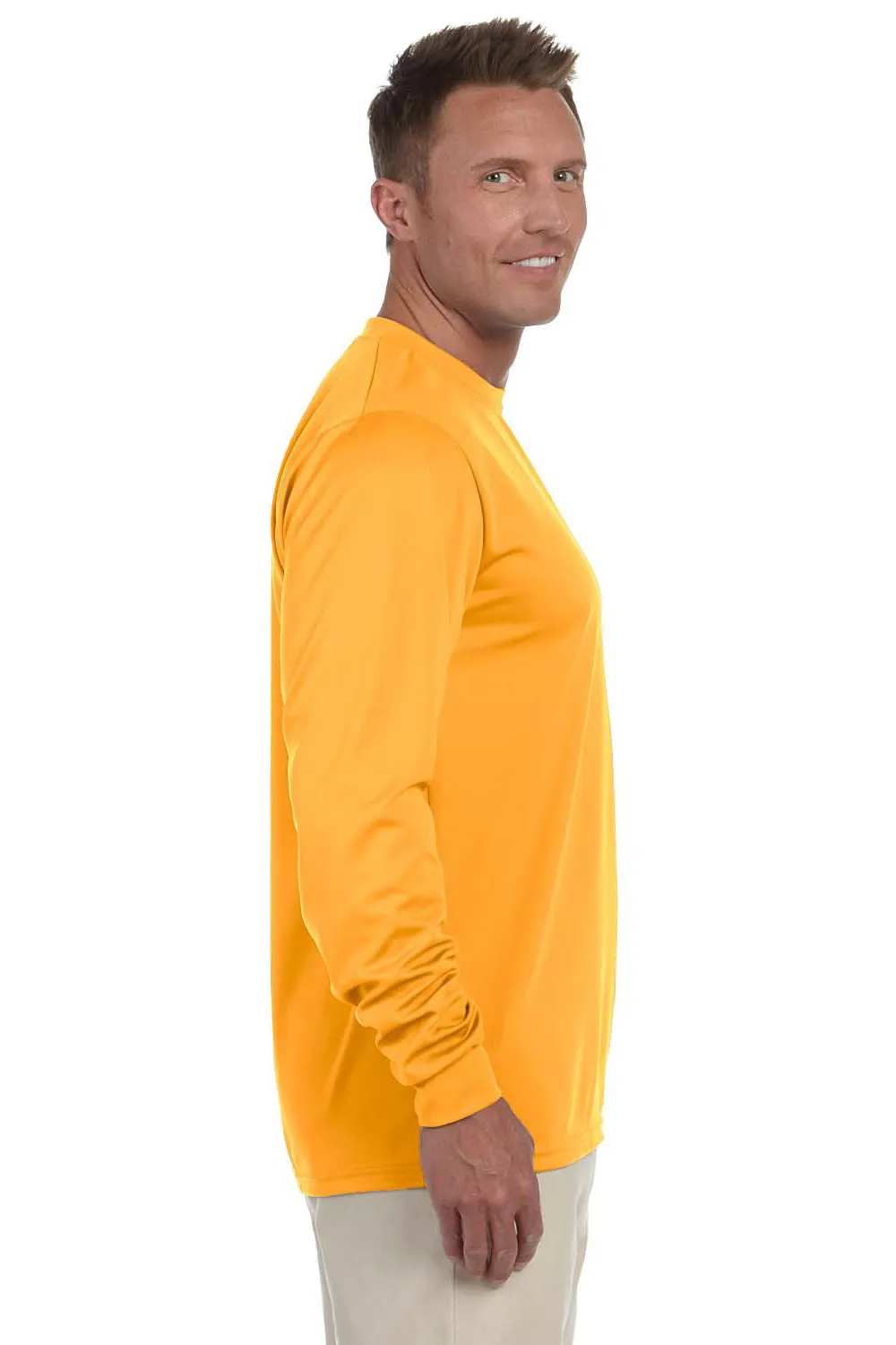 Augusta Sportswear Mens Moisture Wicking Long Sleeve Crewneck T-Shirt - Gold