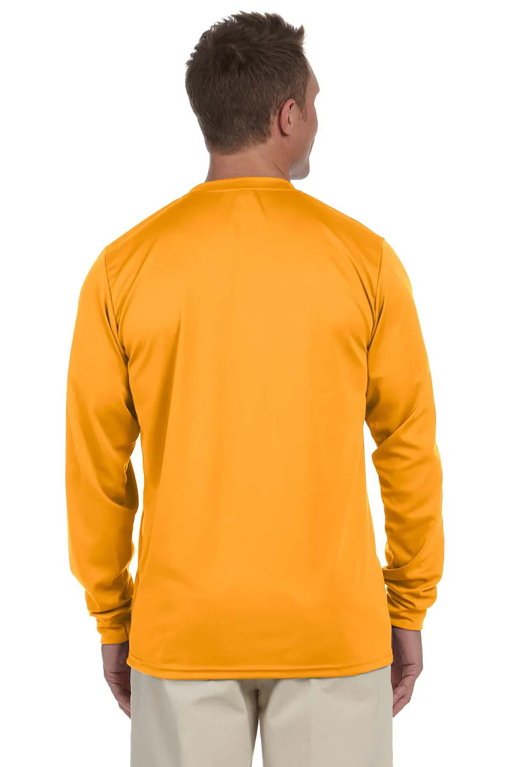 Augusta Sportswear Mens Moisture Wicking Long Sleeve Crewneck T-Shirt - Gold