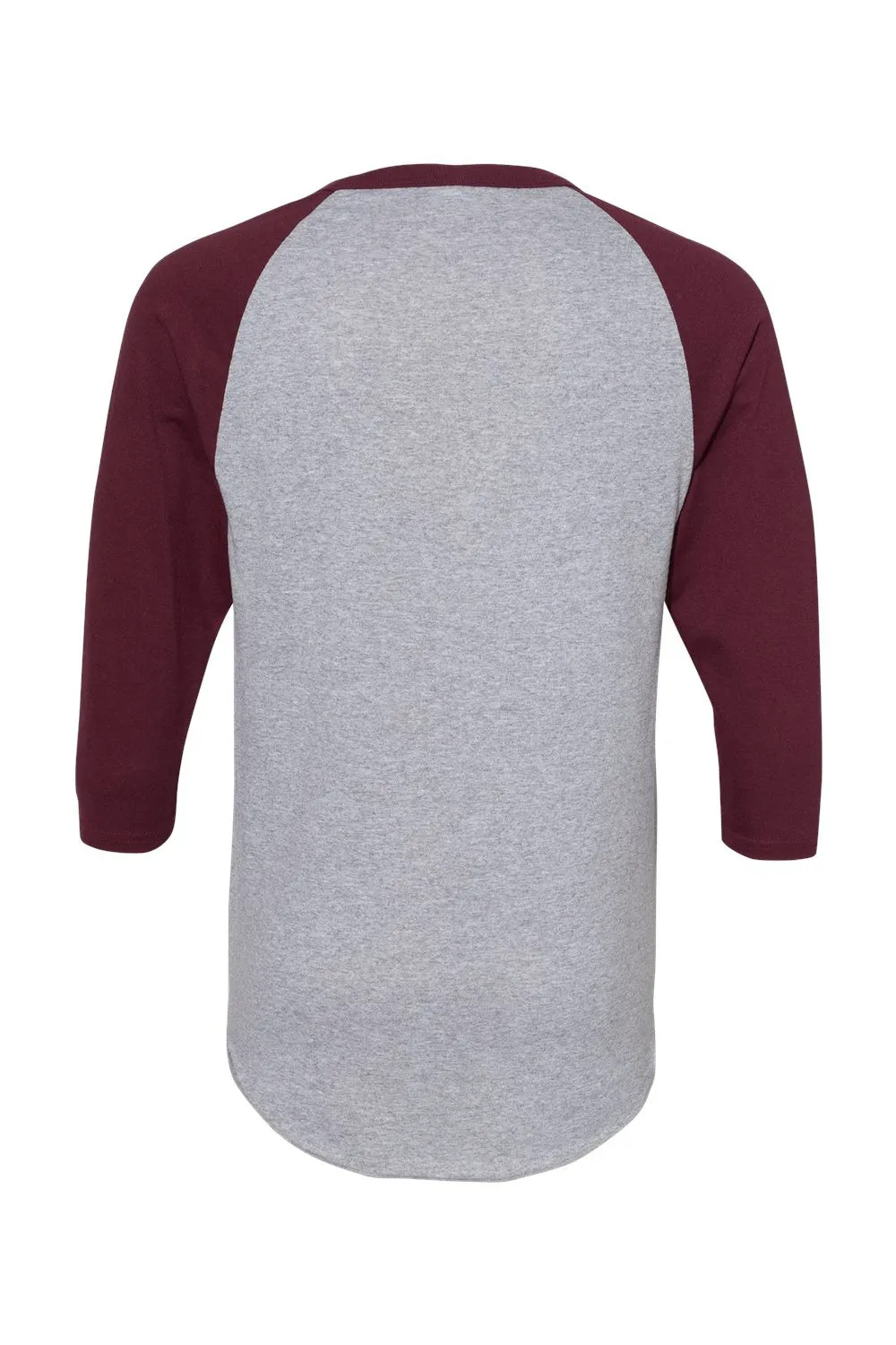 Augusta Sportswear Mens Raglan 3/4 Sleeve Crewneck T-Shirt - Heather Grey/Maroon
