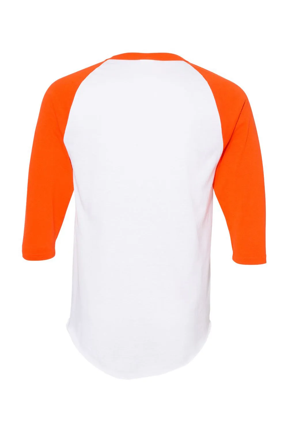 Augusta Sportswear Mens Raglan 3/4 Sleeve Crewneck T-Shirt - White/Orange