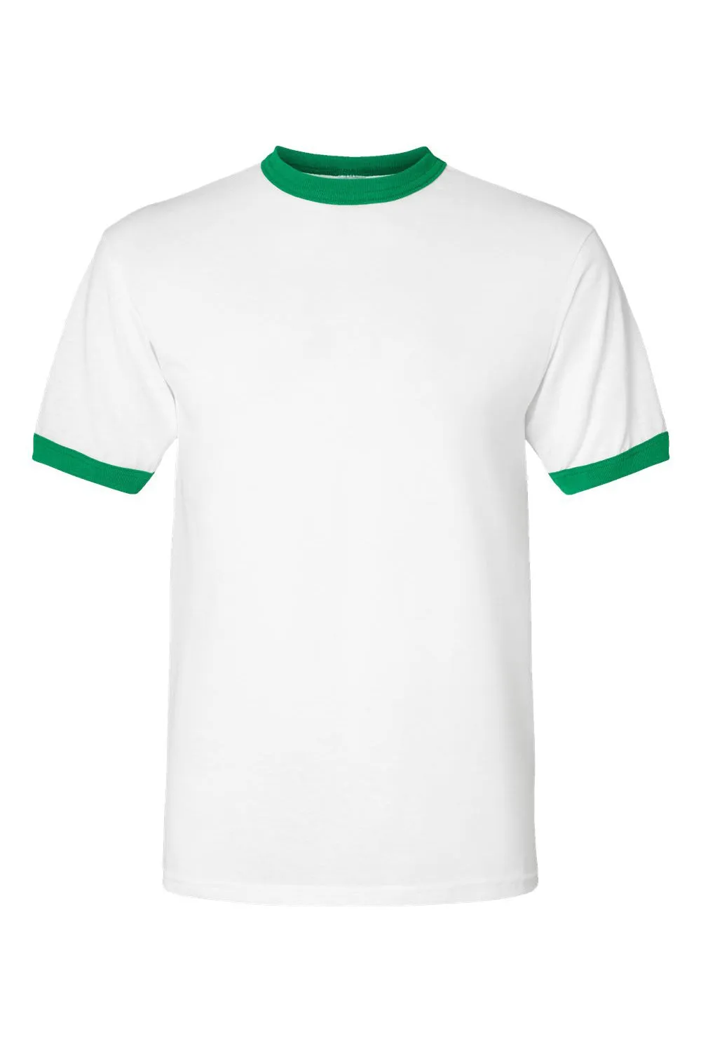 Augusta Sportswear Mens Ringer Short Sleeve Crewneck T-Shirt - White/Kelly Green
