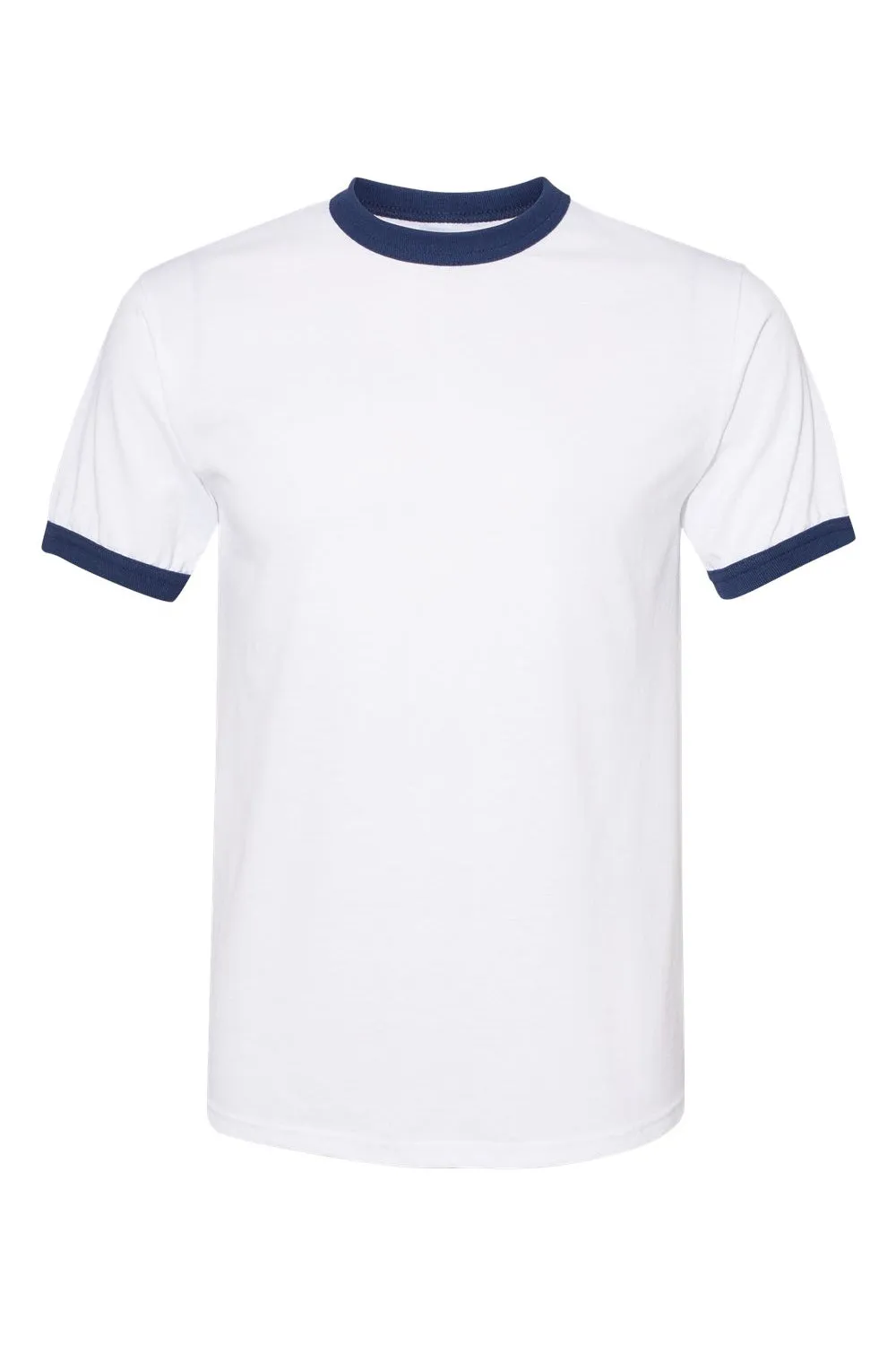 Augusta Sportswear Mens Ringer Short Sleeve Crewneck T-Shirt - White/Navy Blue