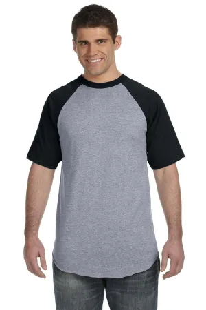 Augusta Sportswear Mens Short Sleeve Crewneck T-Shirt - Heather Grey/Black