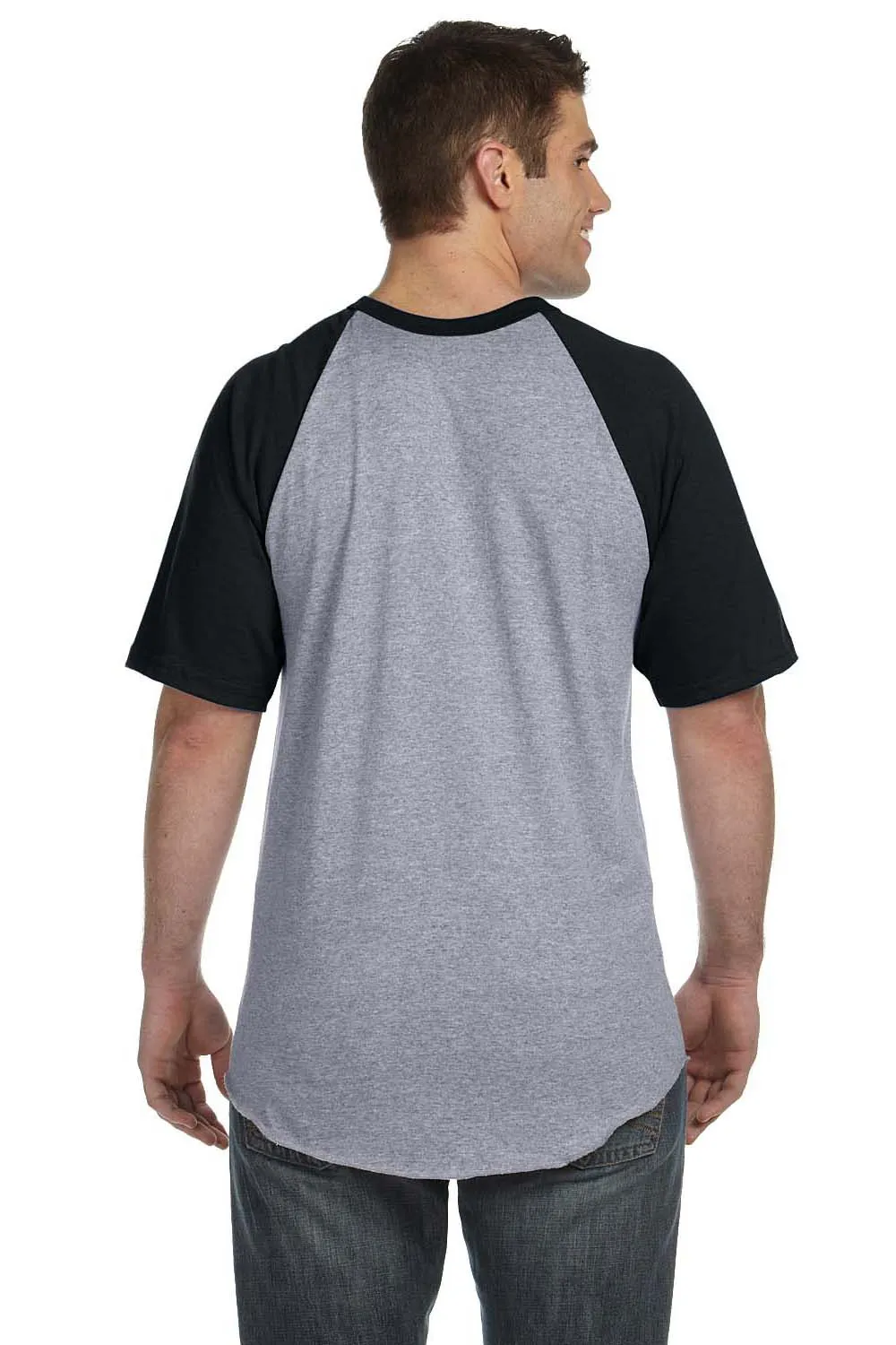 Augusta Sportswear Mens Short Sleeve Crewneck T-Shirt - Heather Grey/Black