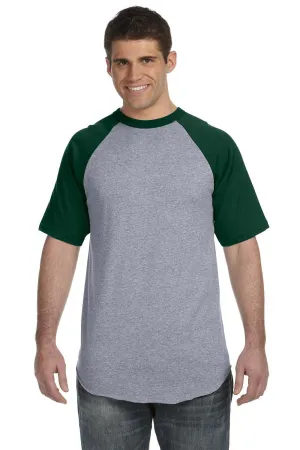 Augusta Sportswear Mens Short Sleeve Crewneck T-Shirt - Heather Grey/Dark Green