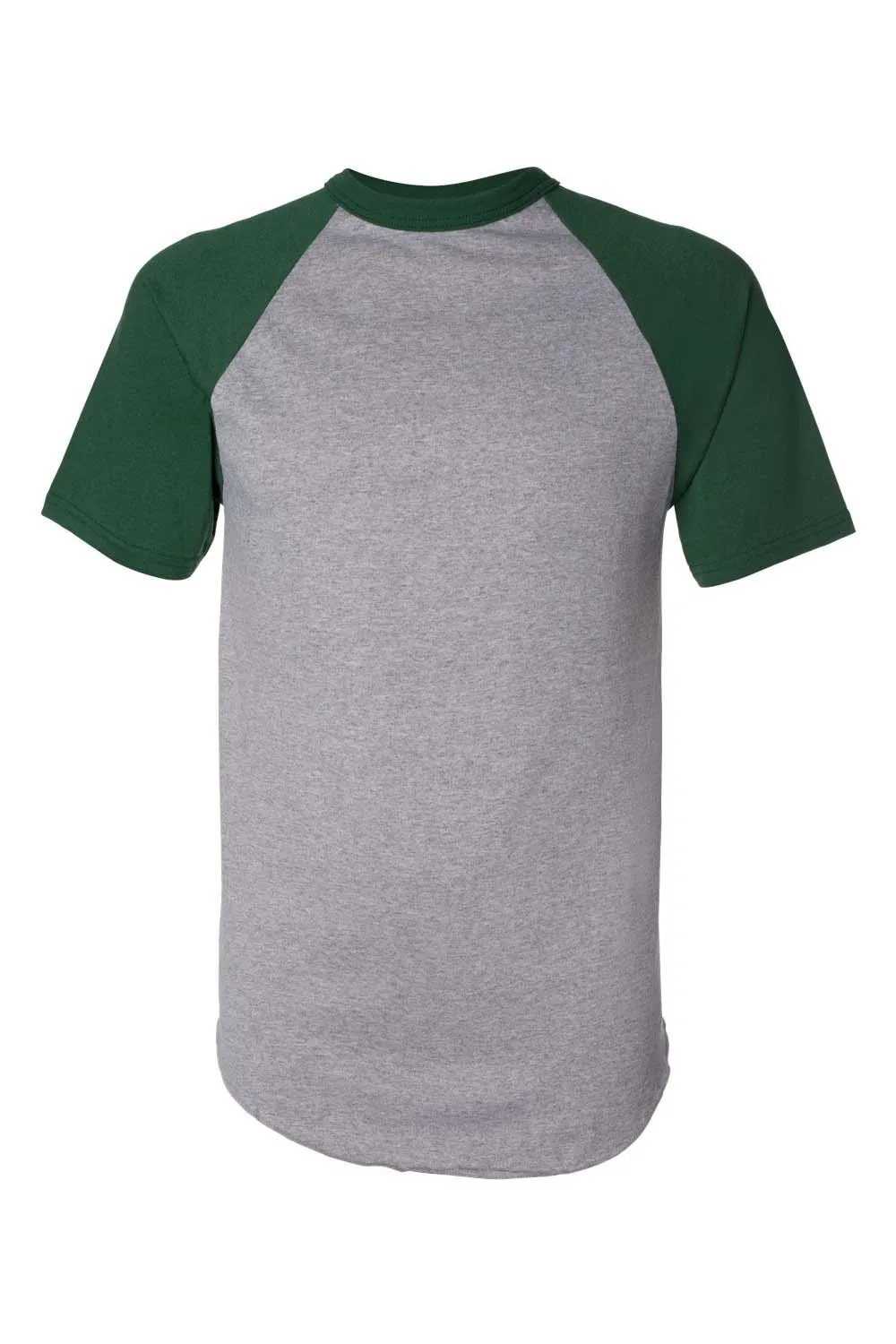 Augusta Sportswear Mens Short Sleeve Crewneck T-Shirt - Heather Grey/Dark Green
