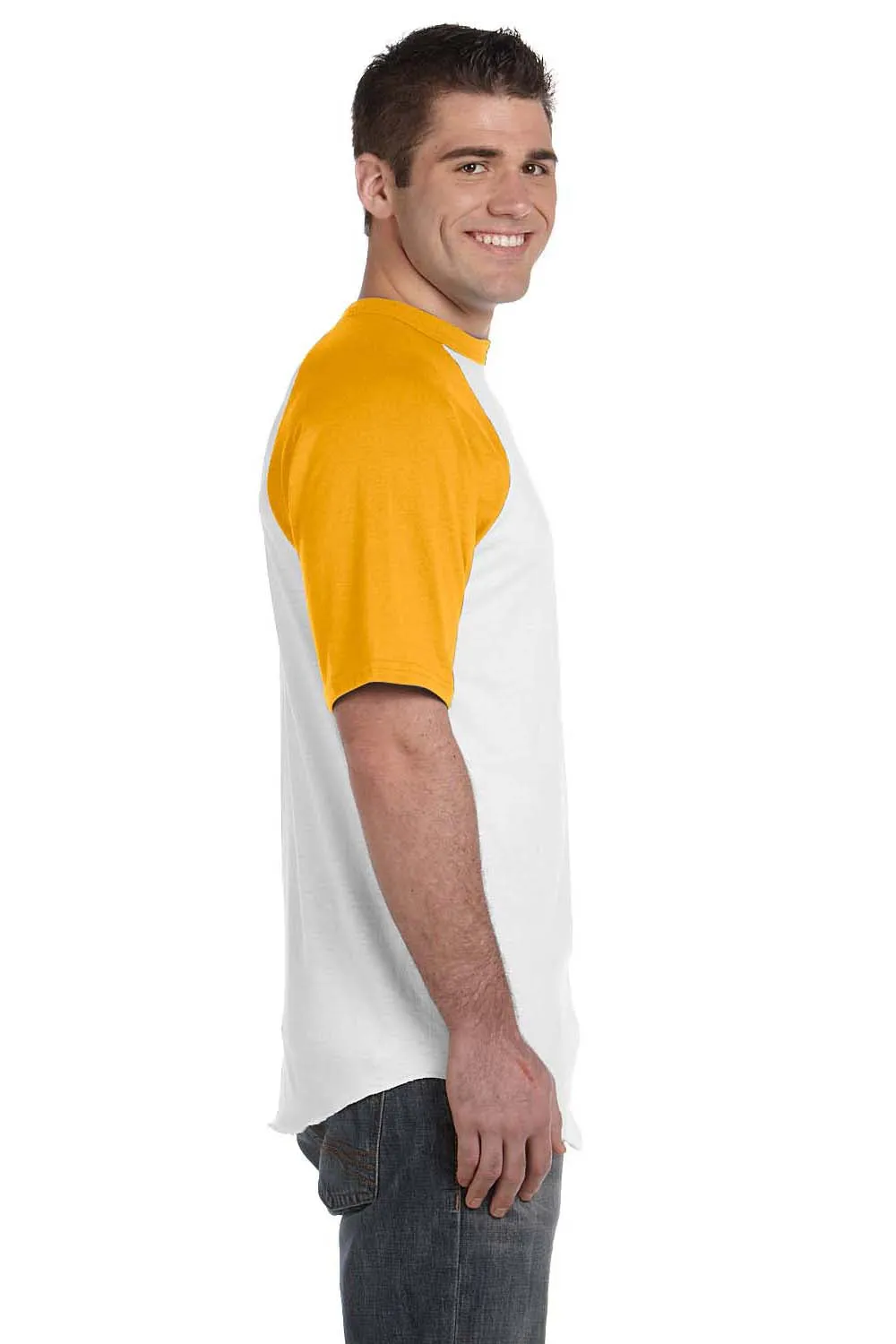 Augusta Sportswear Mens Short Sleeve Crewneck T-Shirt - White/Gold