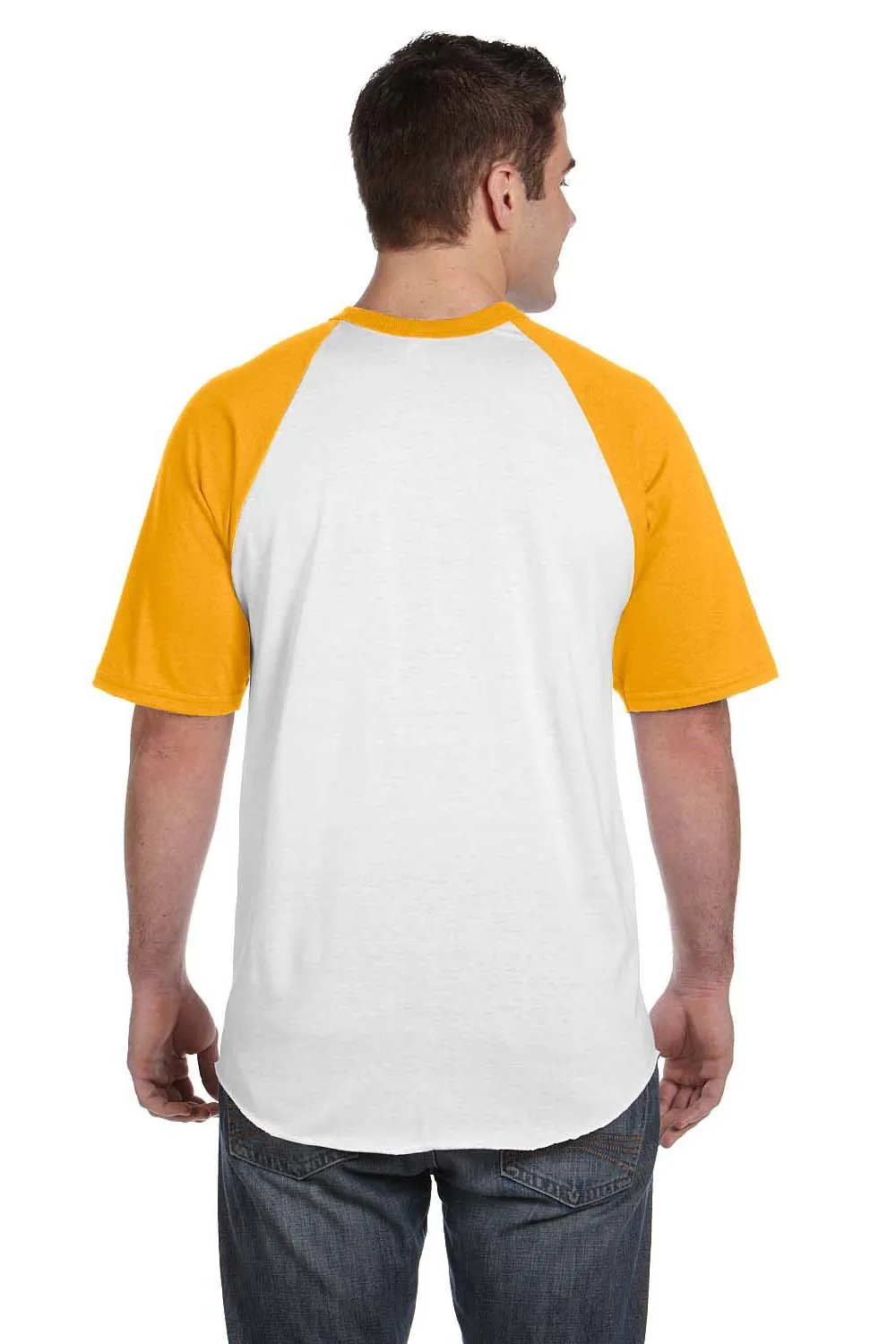Augusta Sportswear Mens Short Sleeve Crewneck T-Shirt - White/Gold