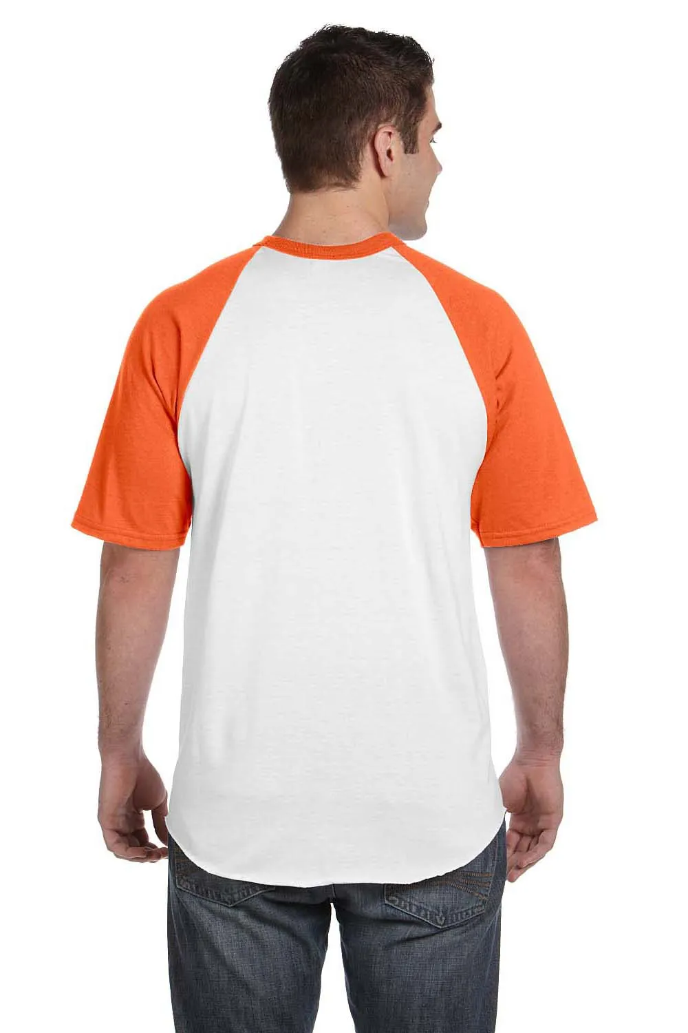 Augusta Sportswear Mens Short Sleeve Crewneck T-Shirt - White/Orange