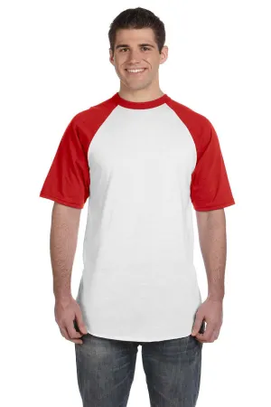 Augusta Sportswear Mens Short Sleeve Crewneck T-Shirt - White/Red