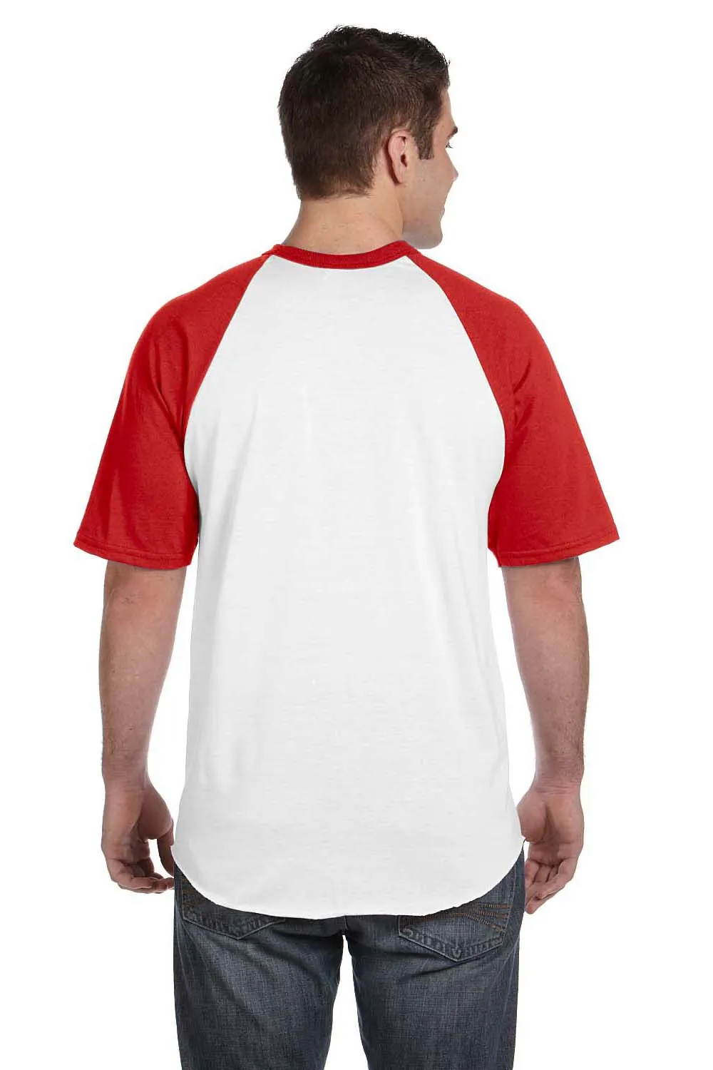 Augusta Sportswear Mens Short Sleeve Crewneck T-Shirt - White/Red