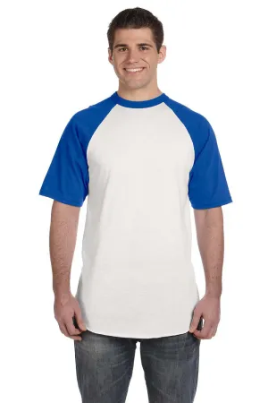 Augusta Sportswear Mens Short Sleeve Crewneck T-Shirt - White/Royal Blue