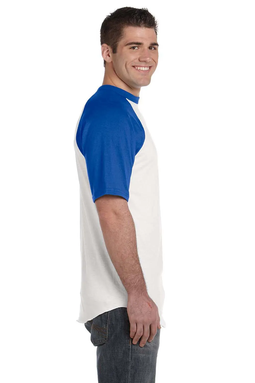 Augusta Sportswear Mens Short Sleeve Crewneck T-Shirt - White/Royal Blue