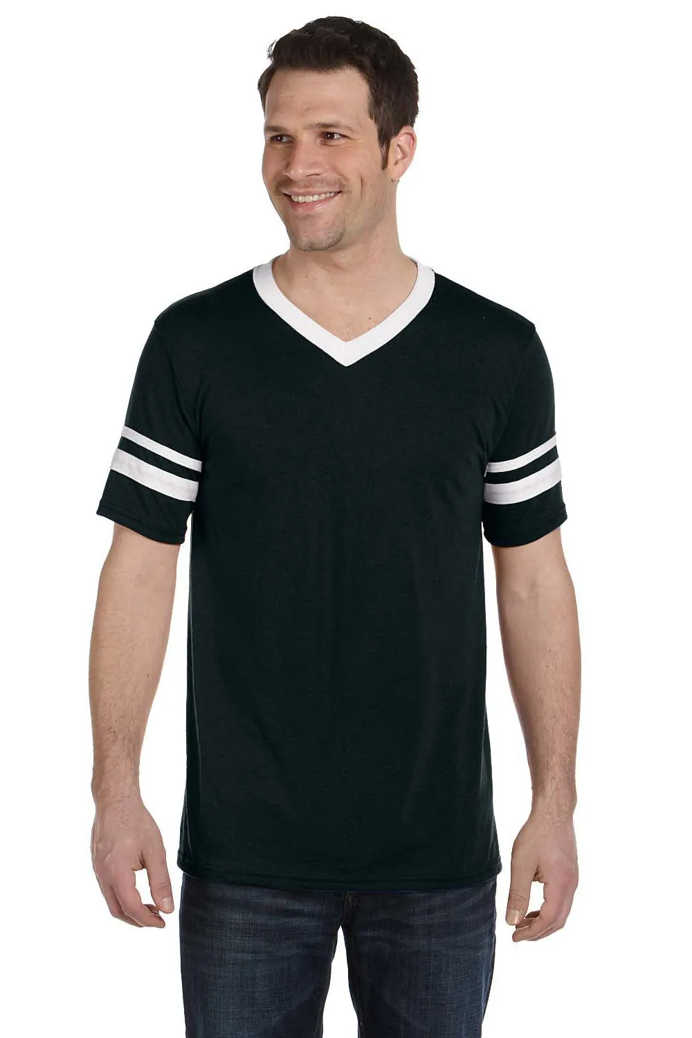 Augusta Sportswear Mens Short Sleeve V-Neck T-Shirt - Black/White