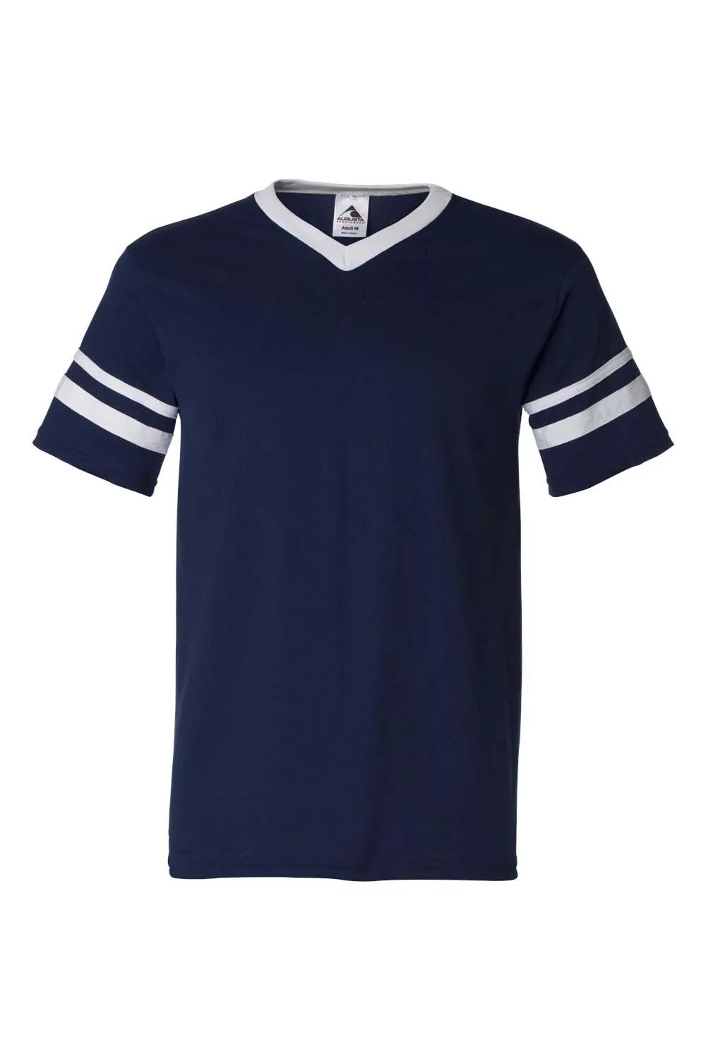 Augusta Sportswear Mens Short Sleeve V-Neck T-Shirt - Navy Blue/White