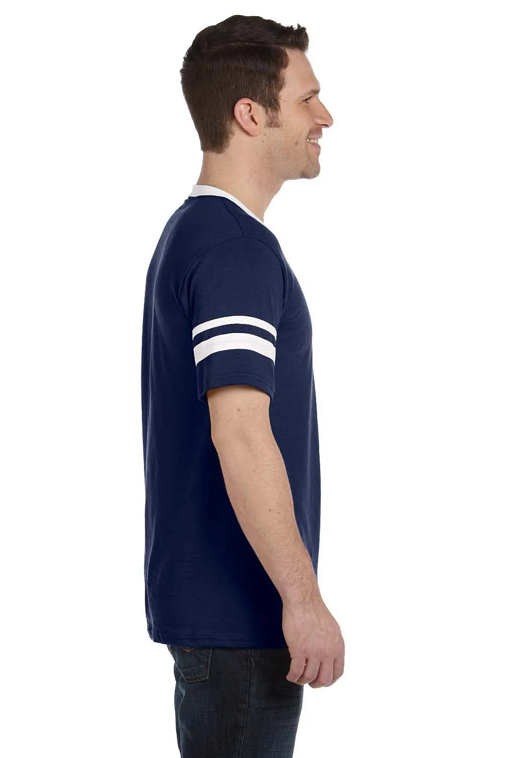 Augusta Sportswear Mens Short Sleeve V-Neck T-Shirt - Navy Blue/White