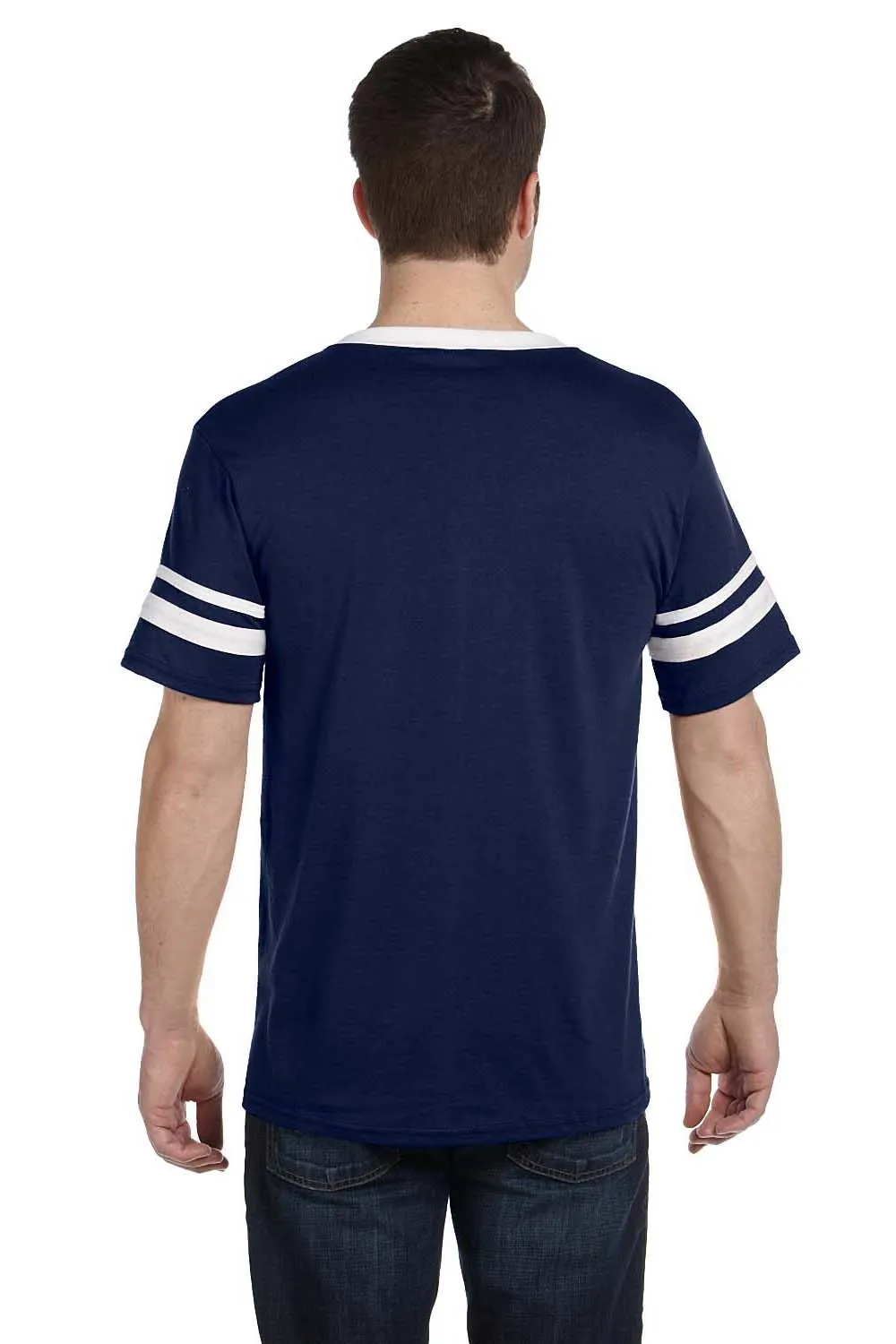 Augusta Sportswear Mens Short Sleeve V-Neck T-Shirt - Navy Blue/White