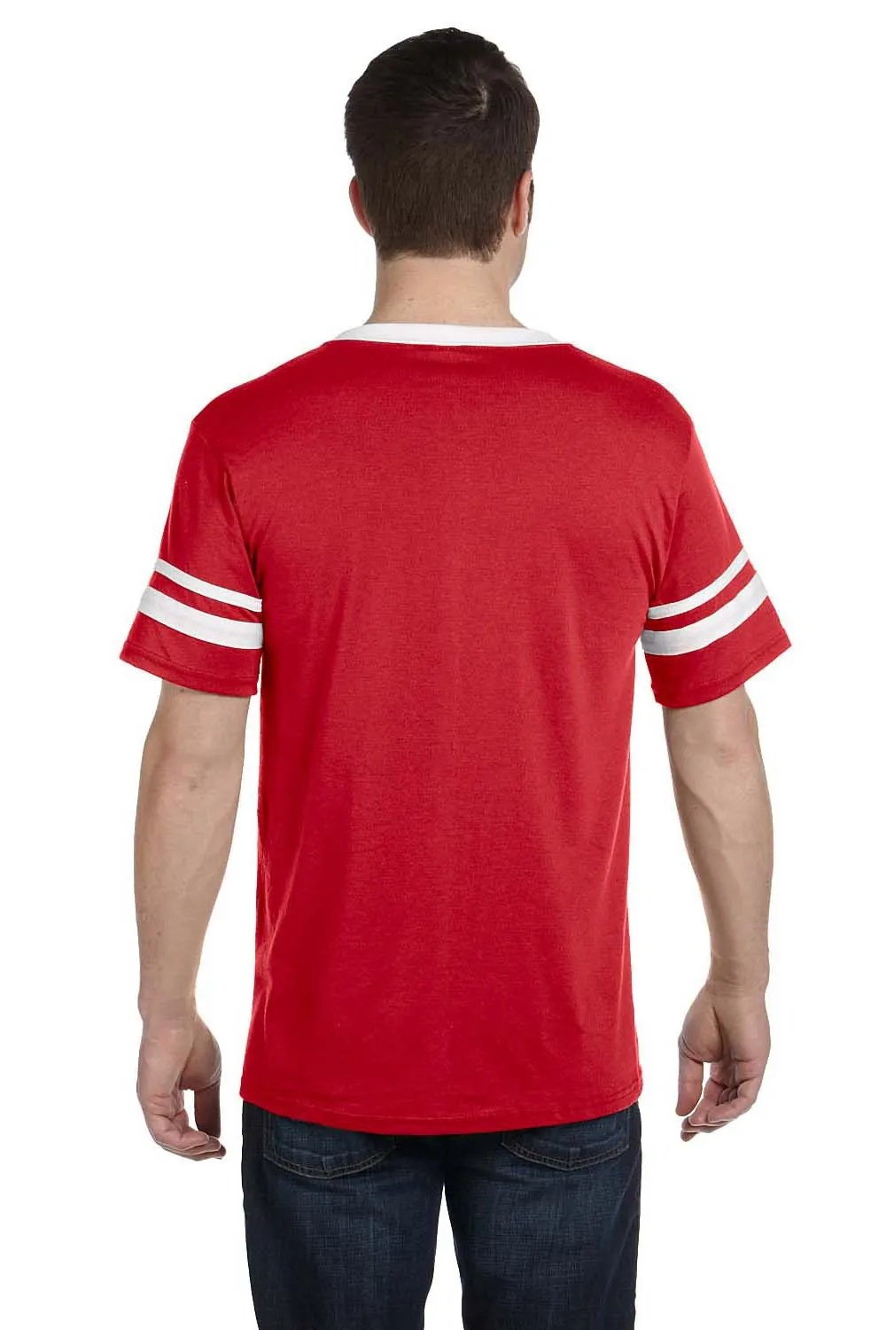 Augusta Sportswear Mens Short Sleeve V-Neck T-Shirt - Red/White